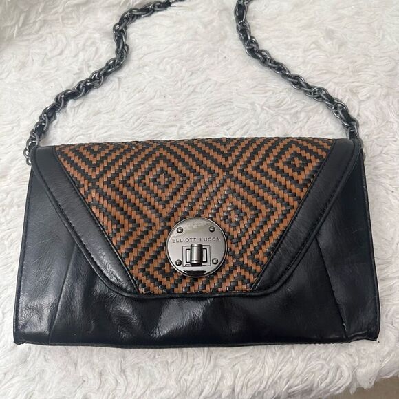 Elliott Lucca Bali Cordoba Woven Leather Clutch Shoulder Bag Convertible‎ - Picture 2 of 10